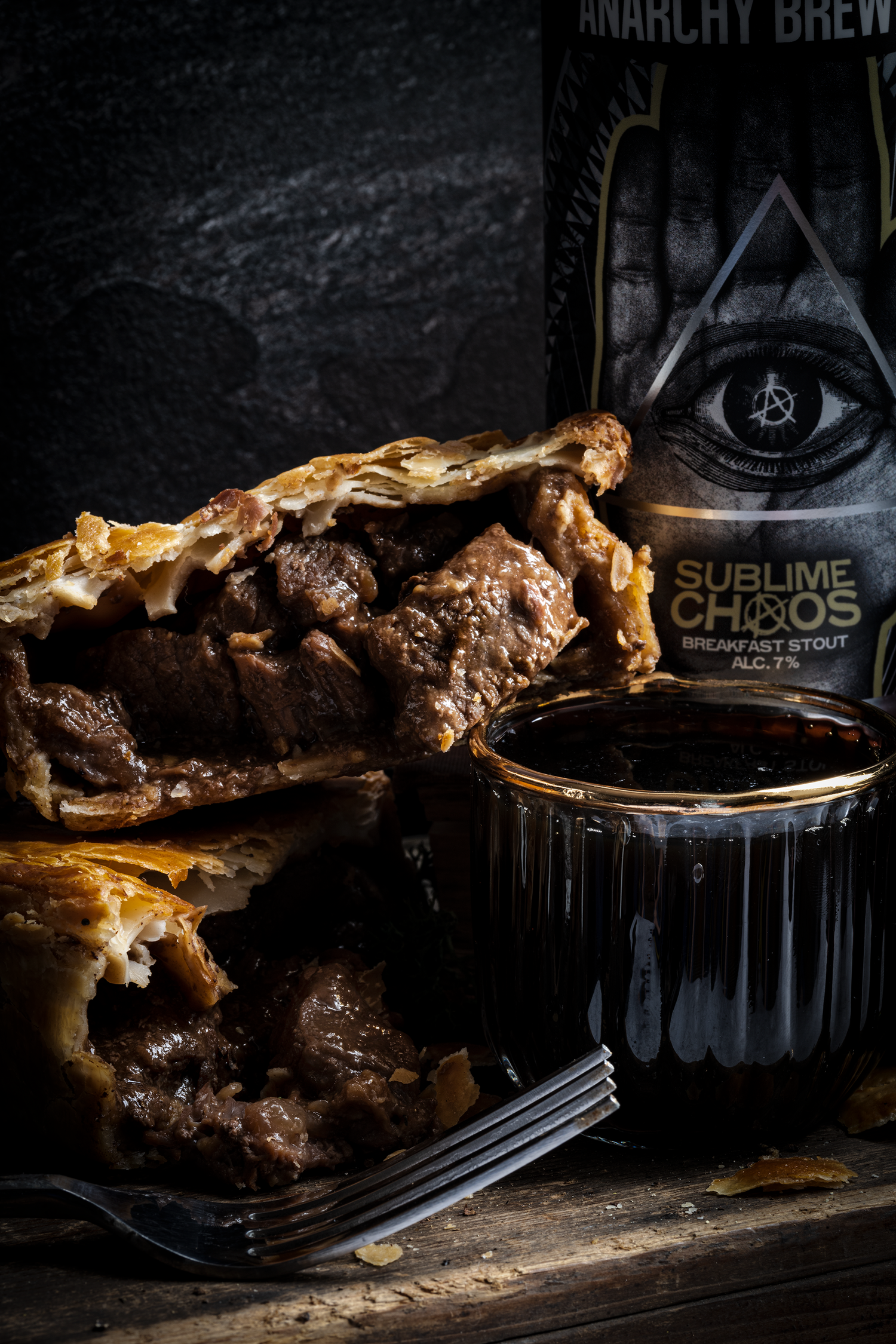 anarchy beer with a pie from R.Martin in Morpeth