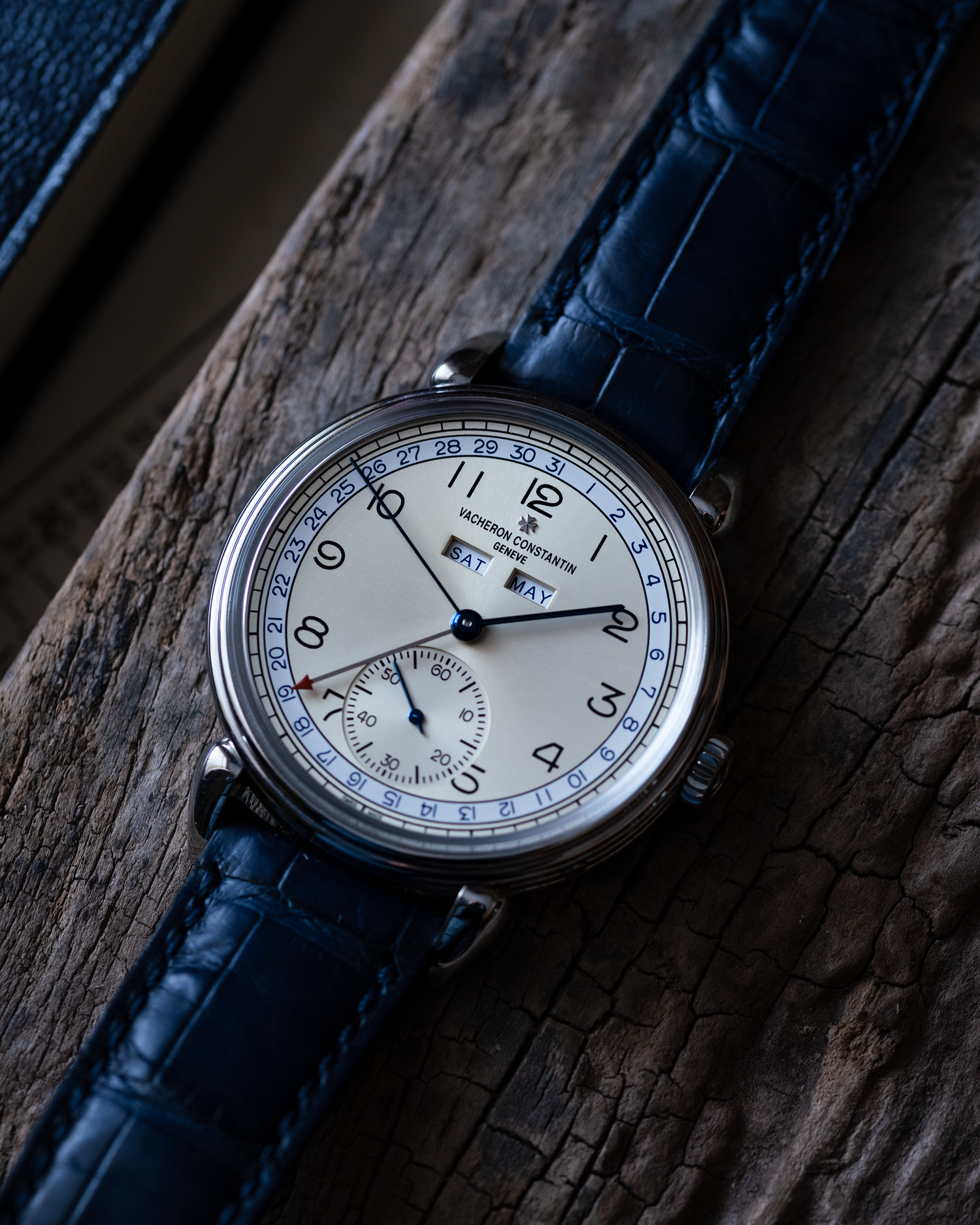 vacheron constantin watch photographed on a wooden board