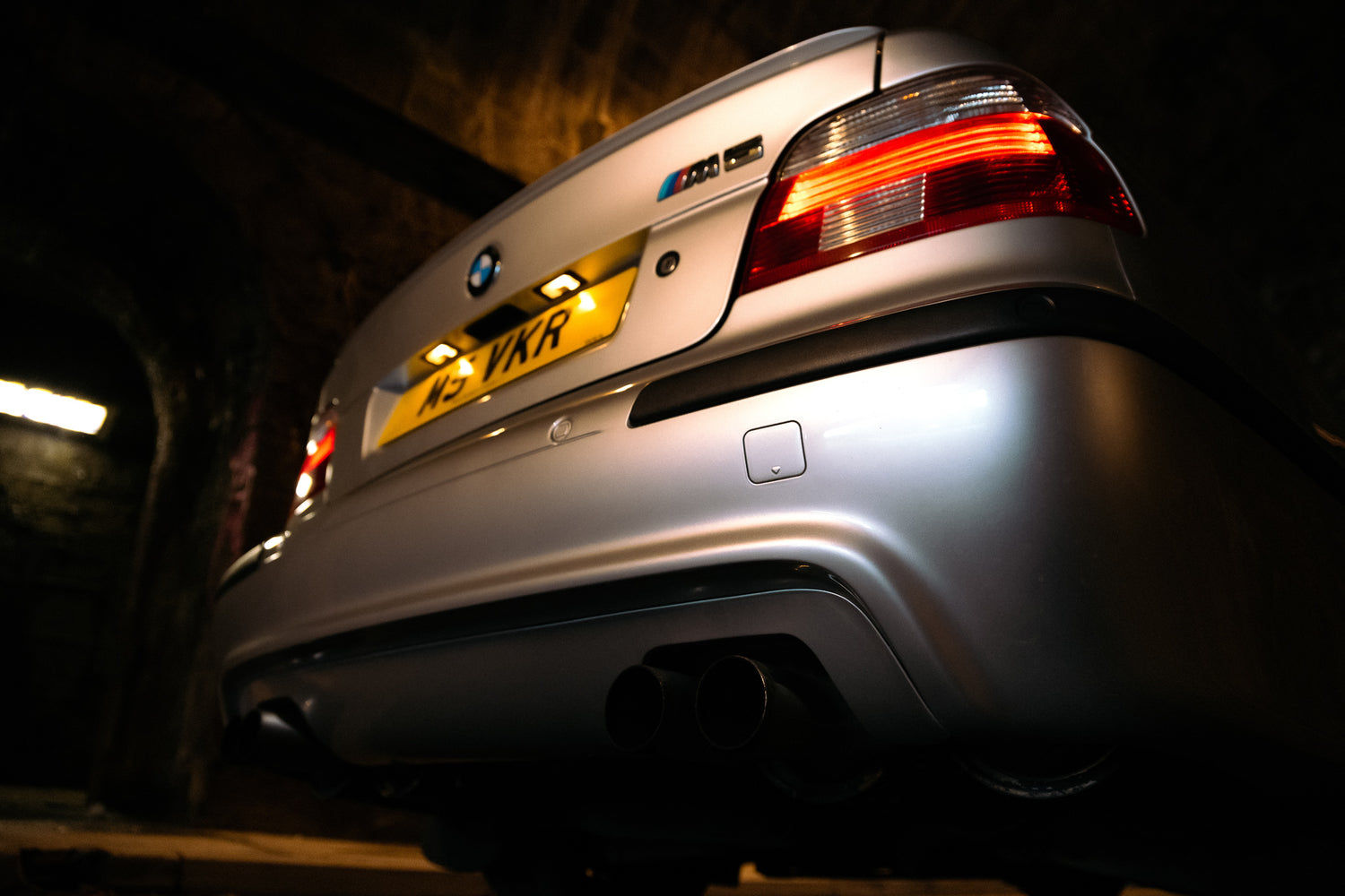 an image of the twin exhausts on a BMW M5