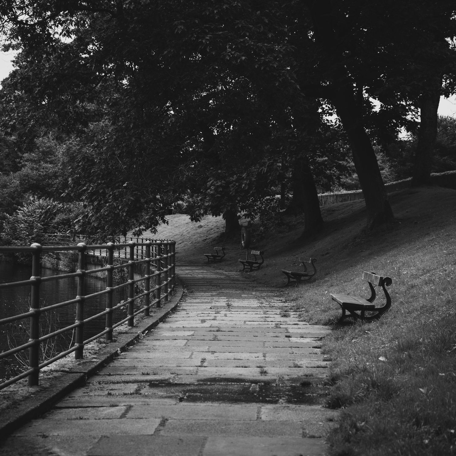 benches along the river at morpeth northumberland