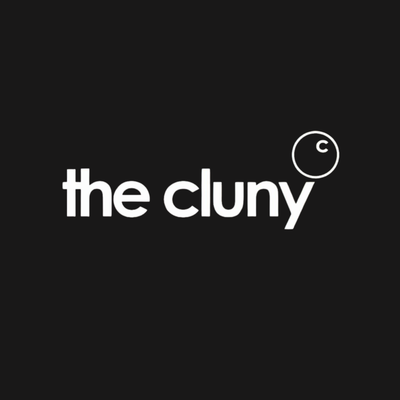 Logo of 'the cluny' on a black background
